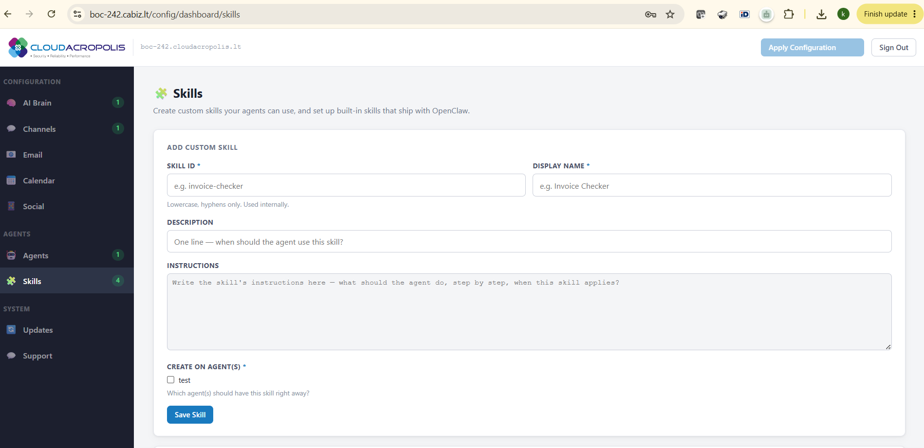 Configuration dashboard screenshot 10
