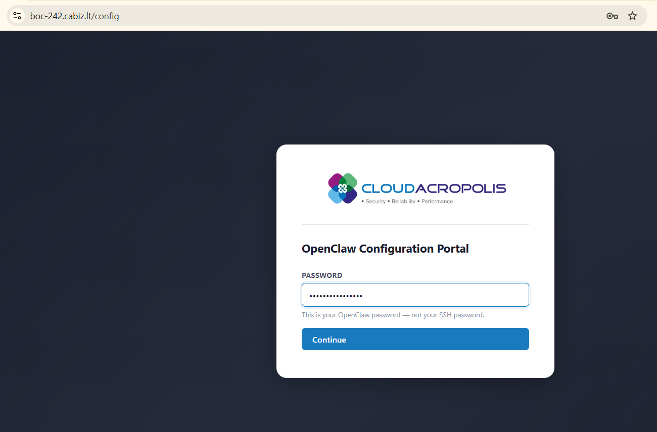 Configuration dashboard screenshot 2