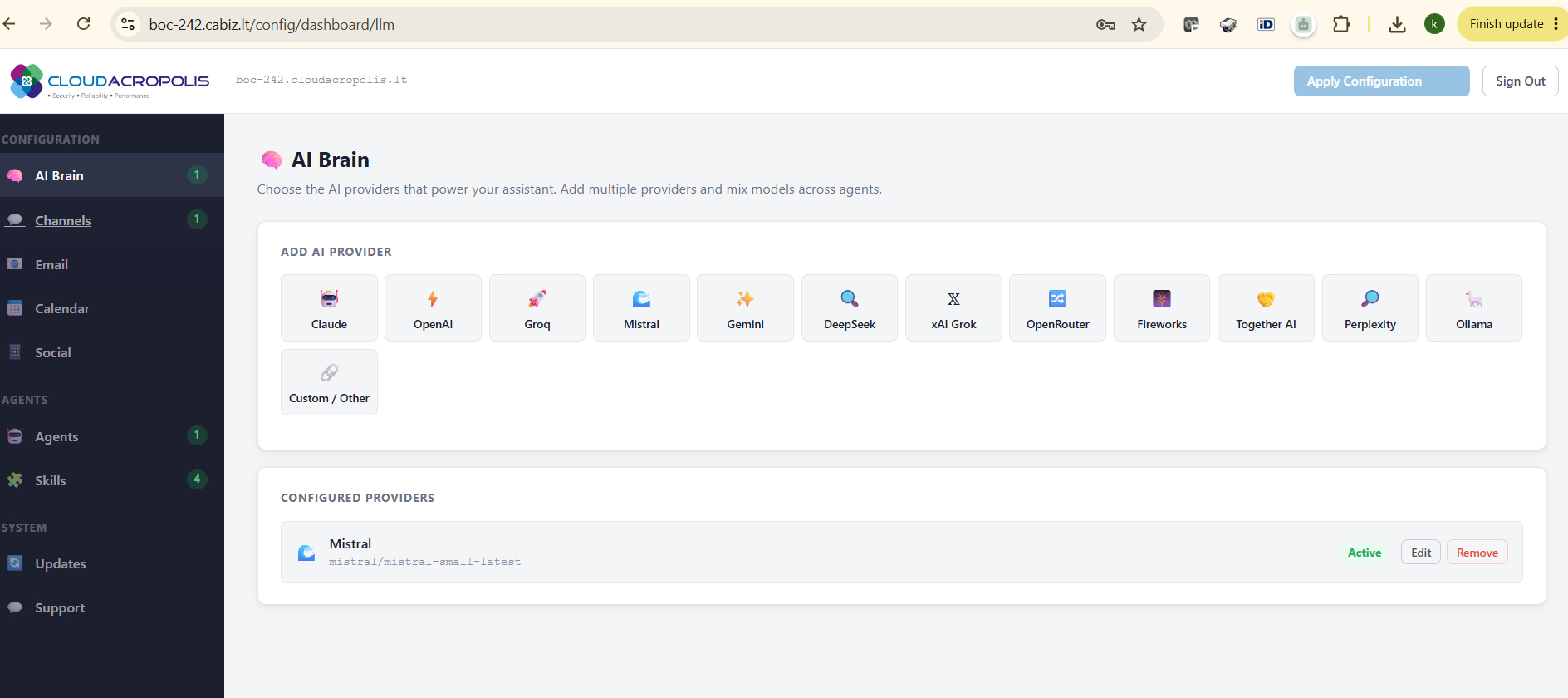Configuration dashboard preview 2
